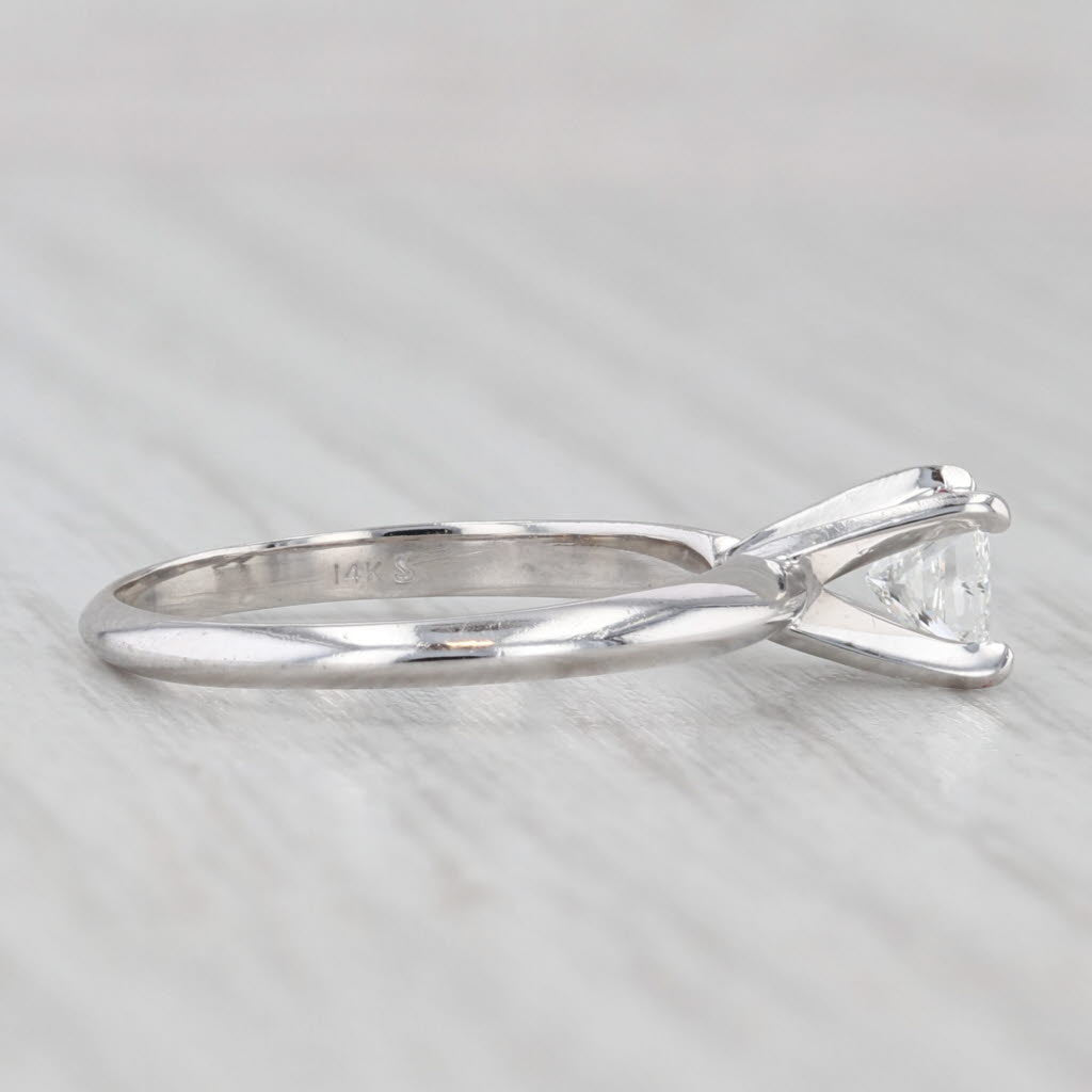 Light Gray 0.50ct Princess Diamond Solitaire Engagement Ring 14k White Gold Size 6.5