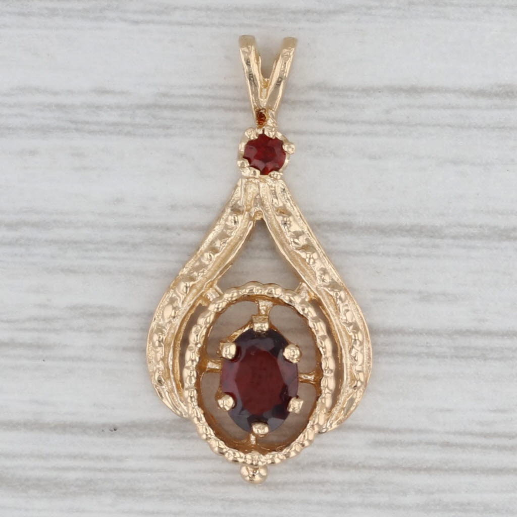 0.65ctw Garnet Teardrop Pendant 14k Yellow Gold