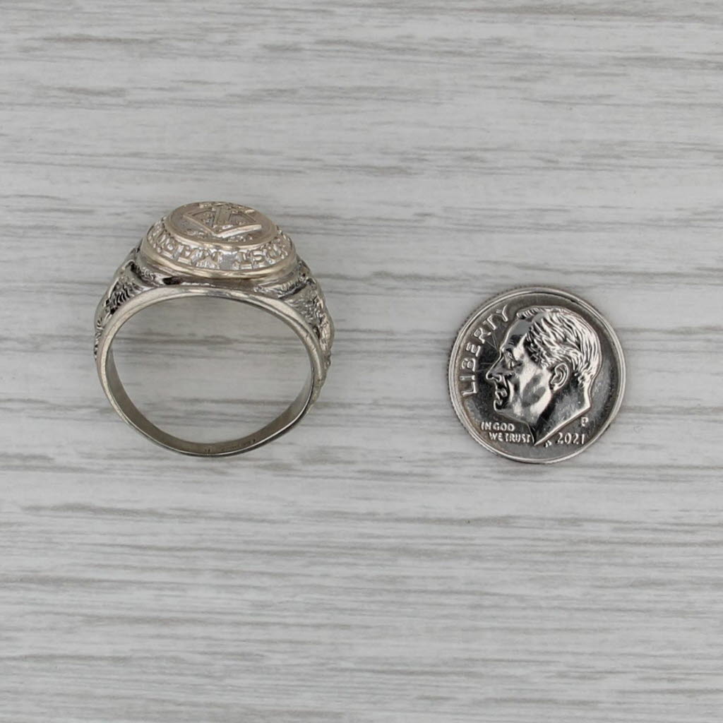 USMC 1st Marine Division Korea 1950 Ring 10k White Gold Size 9.75 Korean War