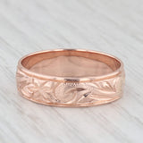 Vintage Floral Etched Ring 14k Rose Gold Size 9.25 Wedding Band