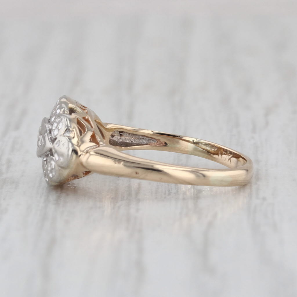 Vintage Diamond Princess Ring 10k White Yellow Gold Size 6.5