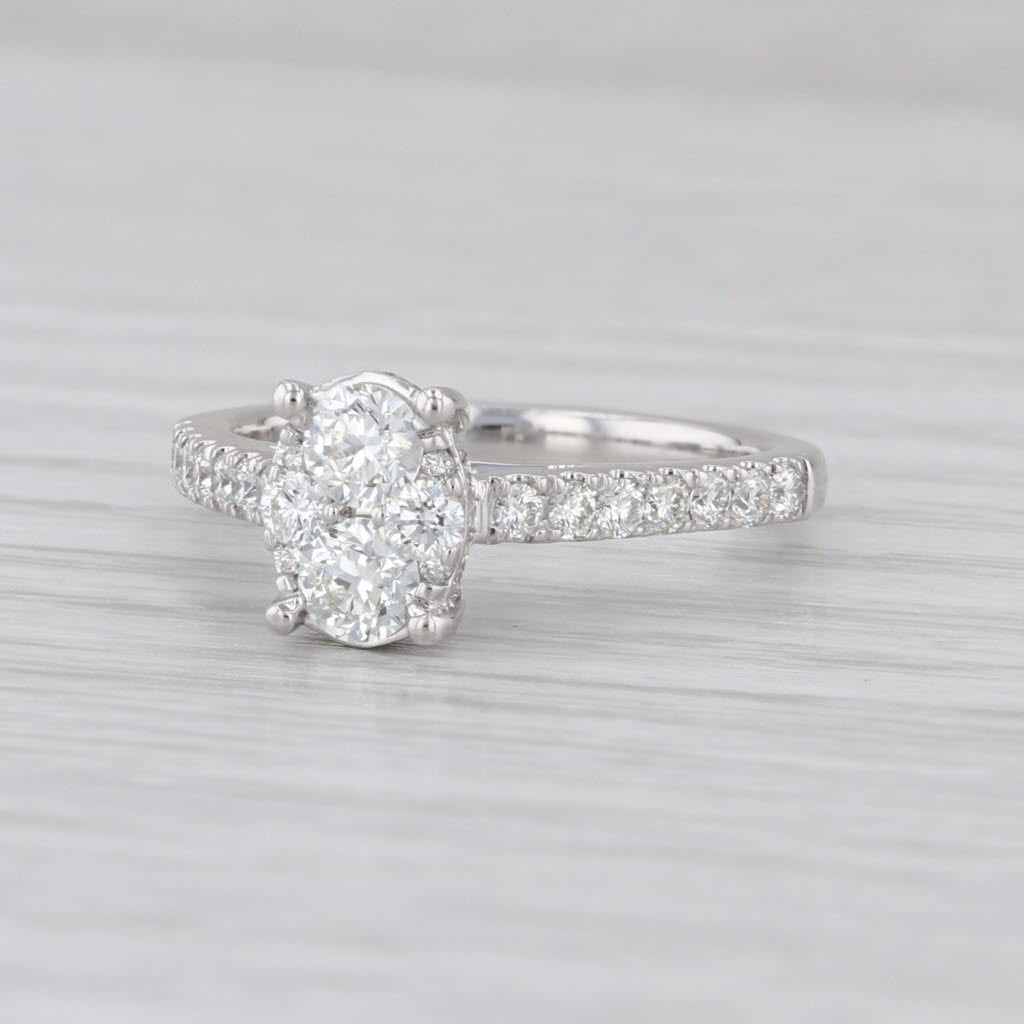 1ctw Diamond Cluster Engagement Ring 950 Platinum Size 6.75 Cathedral Band