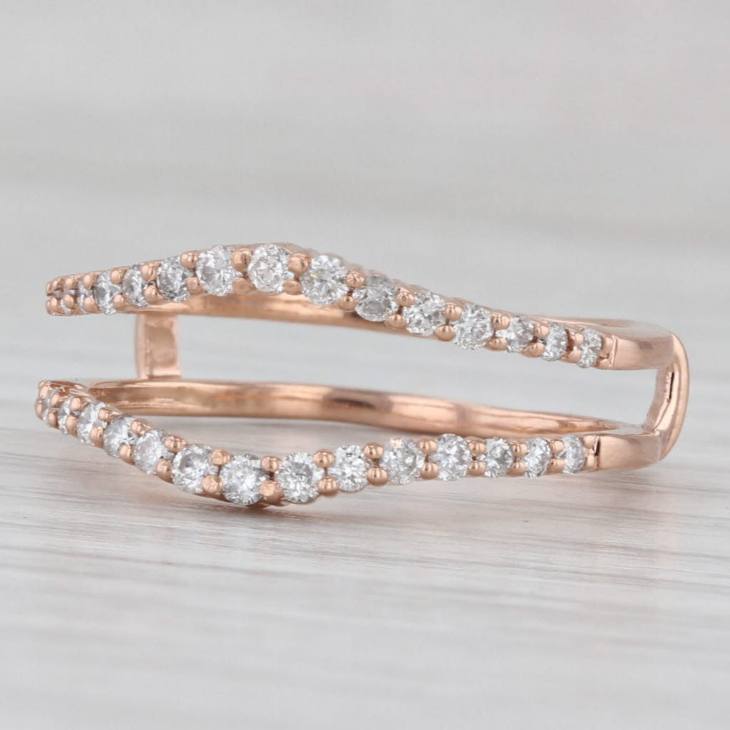 Light Gray 0.50ctw Diamond Ring Jacket Guard Wedding Band 14k Rose Gold Size 8.25
