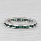 Vintage Lab Created Green Gemstone Eternity Band 12k White Gold Size 4.5