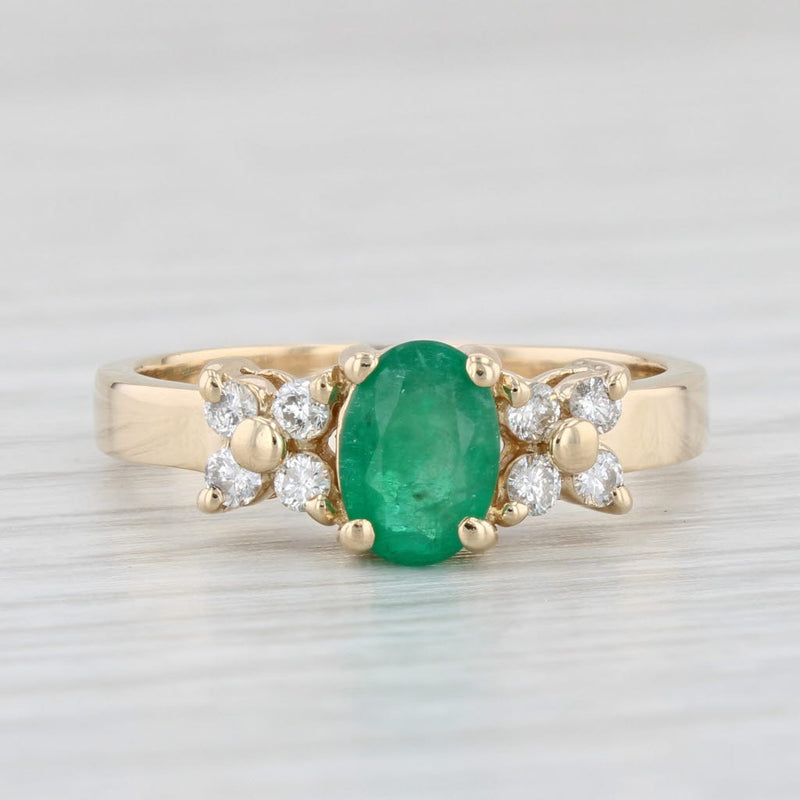 Light Gray 1ctw Oval Emerald Diamond Ring 14k Yellow Gold Size 7.25