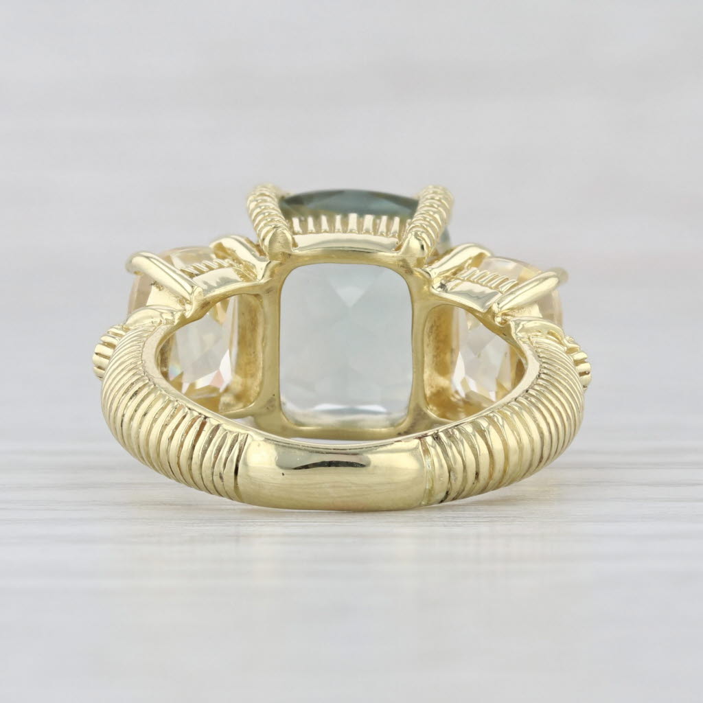 Judith Ripka Prasiolite Green Amethyst Diamond Ring 18k Yellow Gold Size 6.25