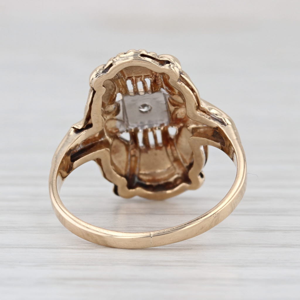 Vintage Diamond Ring 14k Yellow White Gold Filigree Size 6