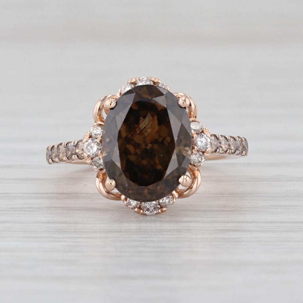 Le Vian 4.23ctw Oval Brown Zircon Diamond Ring 14k Rose Gold Size 4