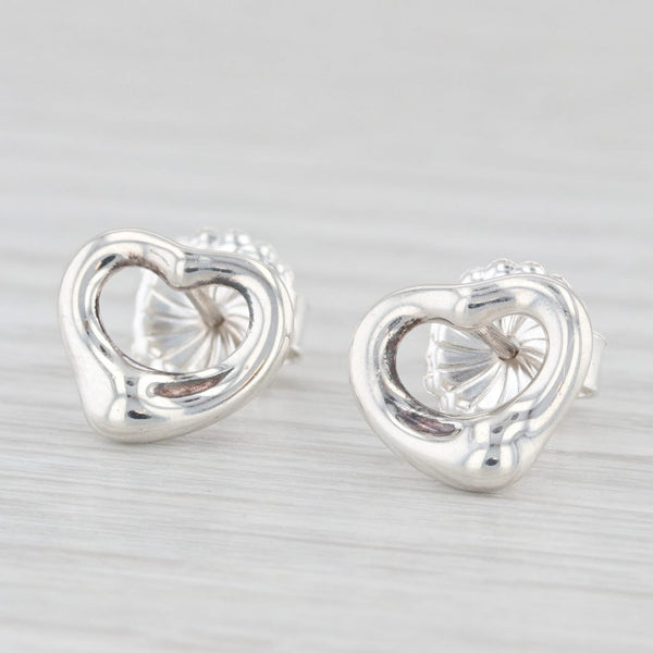 Tiffany & Co. Elsa Peretti Sterling Silver Open Heart Earrings with Pouch