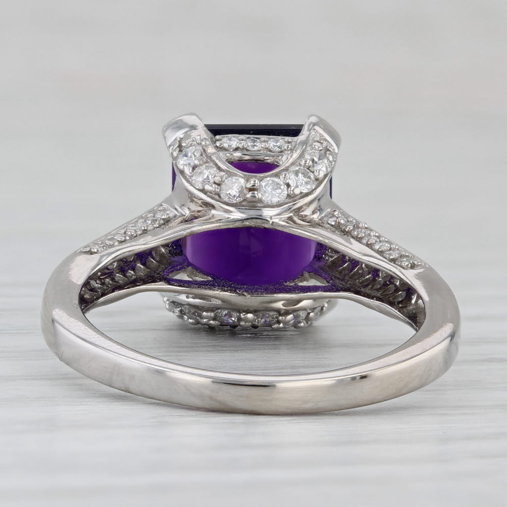 Gray 4.48ctw Amethyst Diamond Ring 14k White Gold Size 8.25