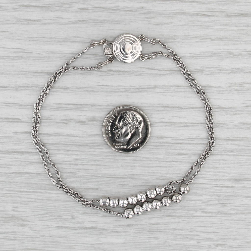Richard Glatter Slide Charm Bracelet Bead Stoppers 8" Double Rope Chain