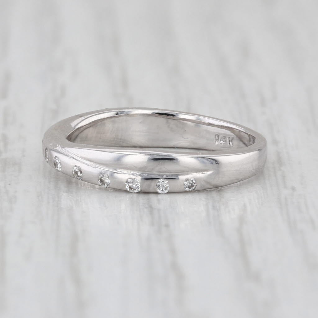 0.15ctw Diamond Wedding Band 14k White Gold Stackable Anniversary Ring Size 5.5