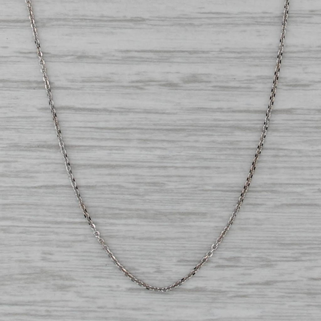 Cable Chain Necklace 14k White Gold 16" 1mm