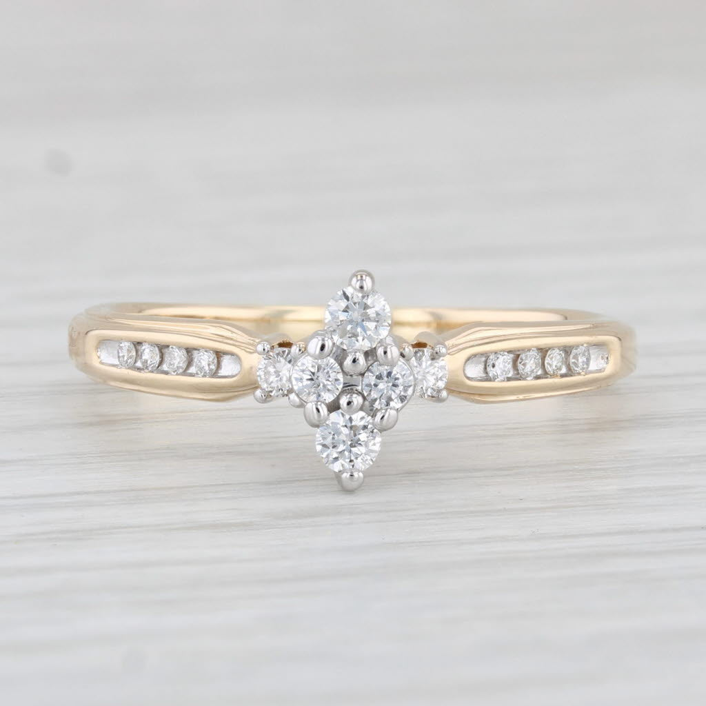 Light Gray 0.27ctw Diamond Engagement Ring 10k Yellow Gold Size 9 Marquise Illusions