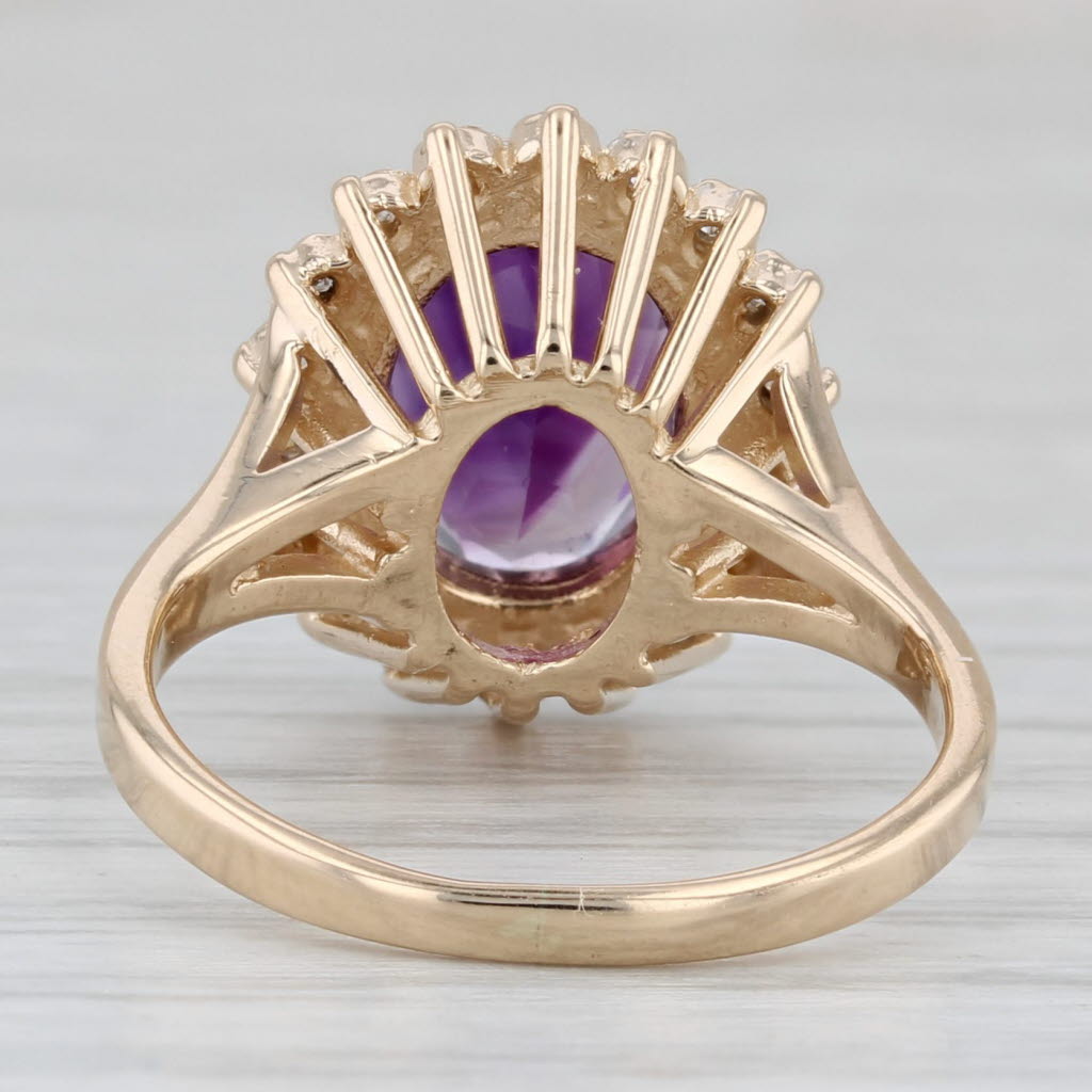 Gray 2.24ctw Amethyst Diamond Halo Ring 14k Yellow Gold Size 5.25