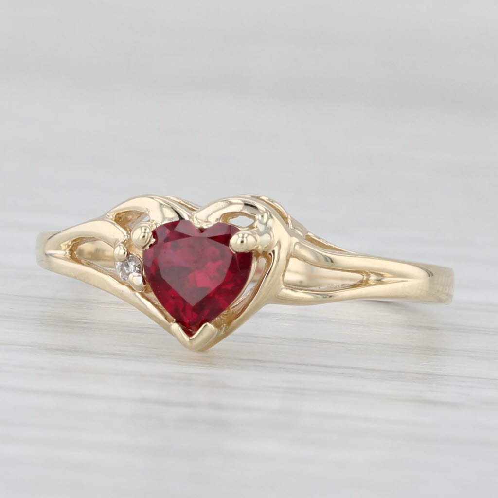 Light Gray 0.62ct Lab Created Ruby Diamond Ring 10k Yellow Gold Size 6.5