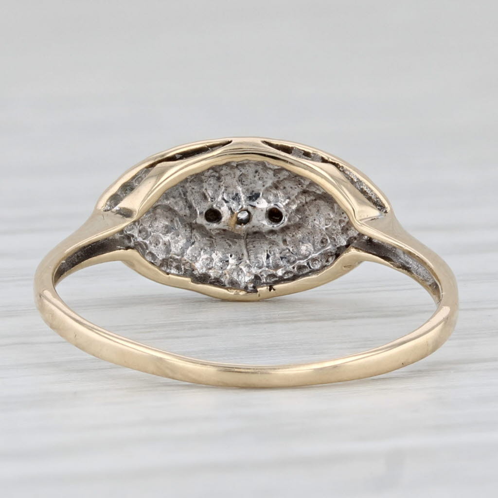 Light Gray Vintage Diamond Princess Ring 10k White Yellow Gold Size 7.5