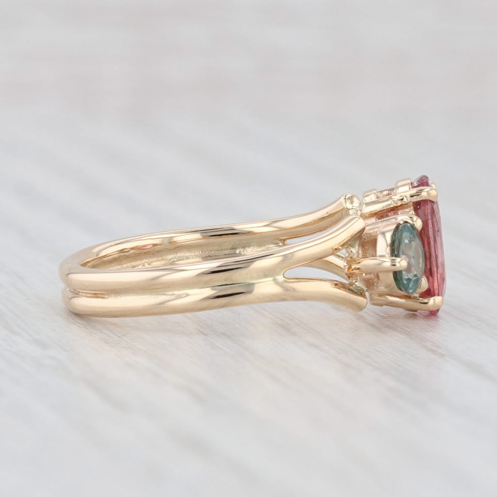 Light Gray 2.25ctw Pink Green Tourmaline Ring 14k Yellow Gold Size 8.25