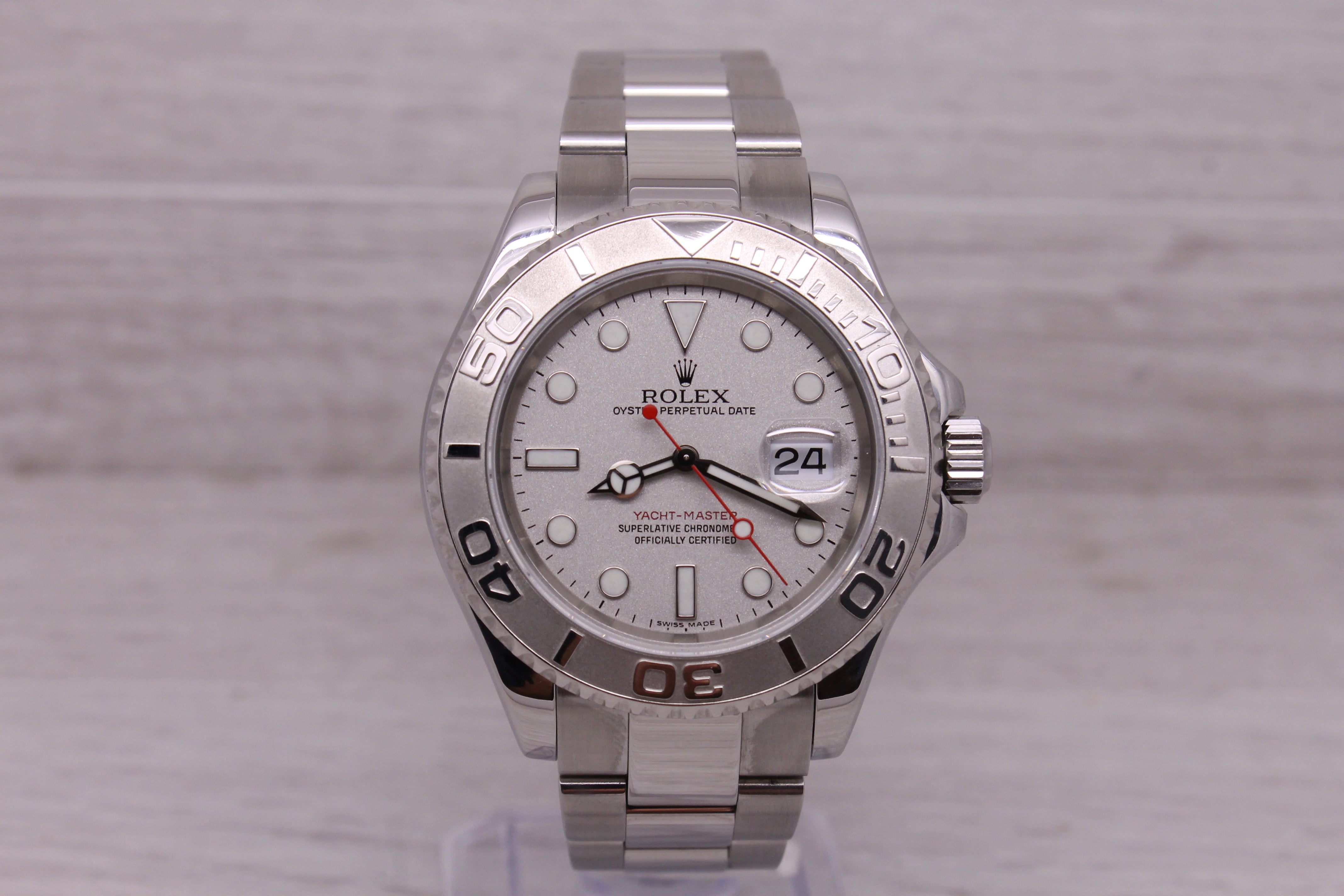 Dark Gray 2005 Rolex Yachtmaster 16622 Platinum Steel Mens 40mm Automatic Watch Box Papers