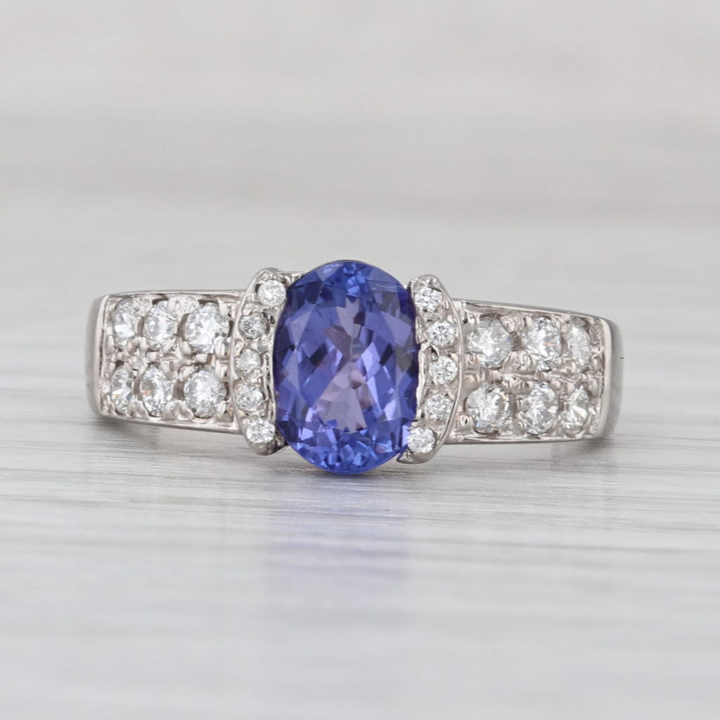 2.02ctw Oval Tanzanite Diamond Ring 18k White Gold Size 7.75