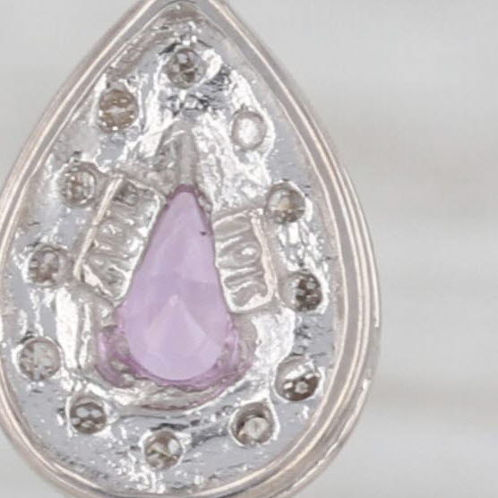 1.02ctw Pink Sapphire Diamond Teardrop Dangle Earrings 10k White Gold