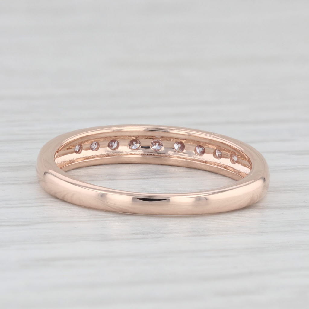 Light Gray 0.25ctw Pink Diamond Wedding Band 10k Rose Gold Size 6.75 Stackable Ring