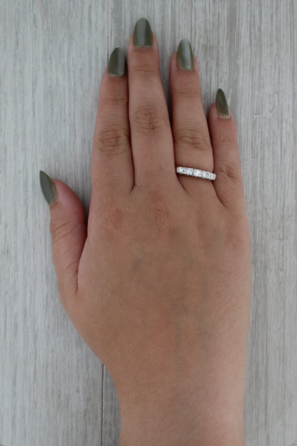Vintage 0.47ctw 5-Stone Diamond Wedding Band 14k White Gold Size 6.5