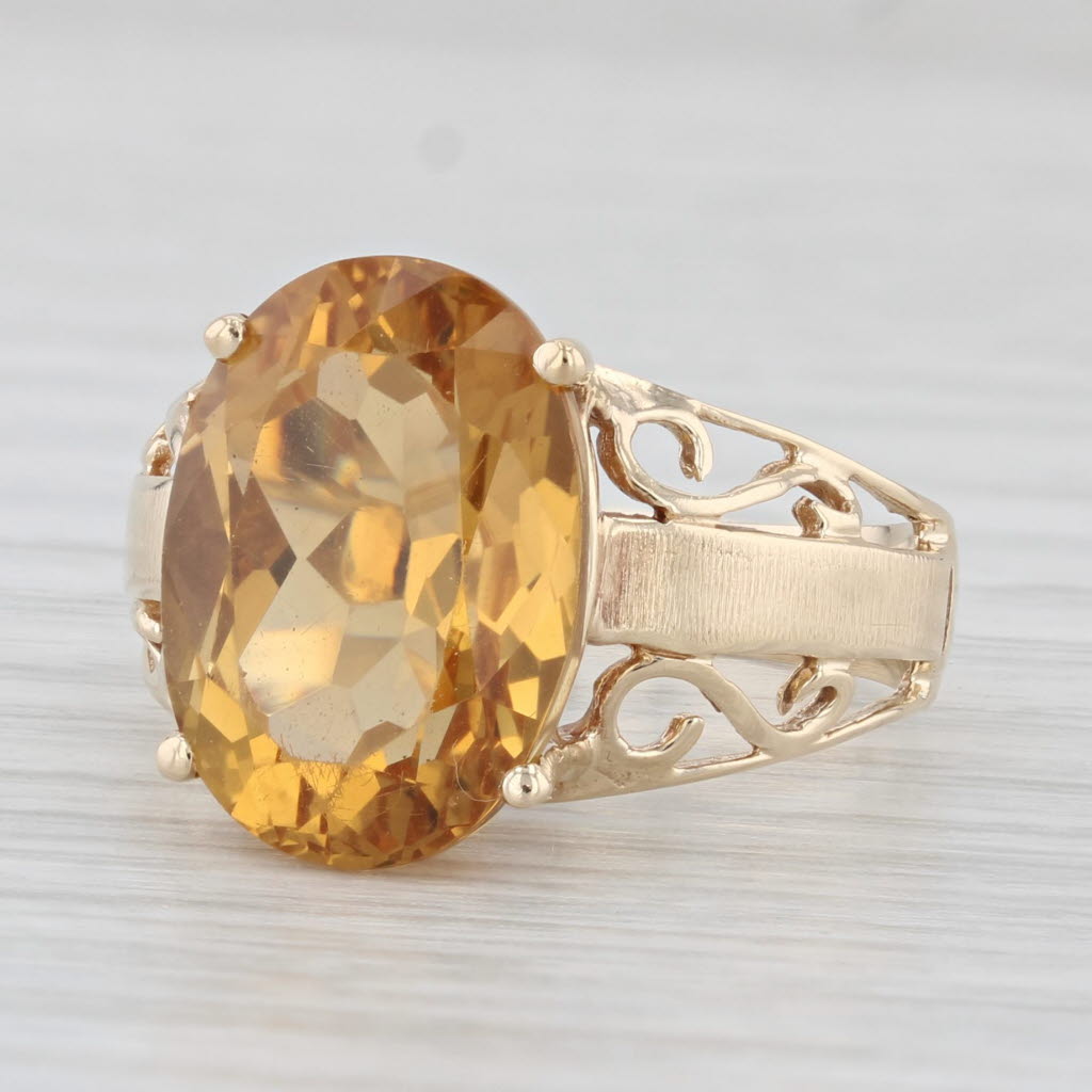 Light Gray 5.75ct Oval Citrine Solitaire Ring 10k Yellow Gold Size 7 Cocktail