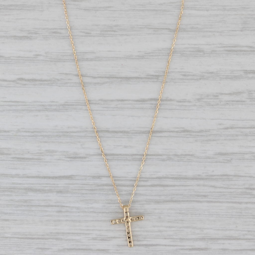 Gray New Cubic Zirconia Cross Pendant Necklace 14k Yellow Gold 18" Box Chain