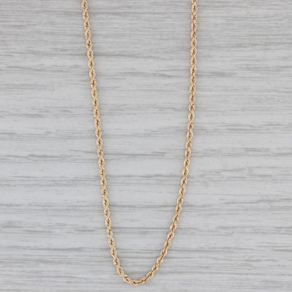 Gray Rope Chain Necklace 14k Yellow Gold 16" 1.6mm