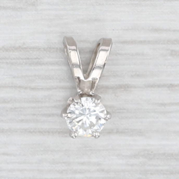 Light Gray New 0.13ct Round Solitaire Small Drop Pendant 14k White Gold