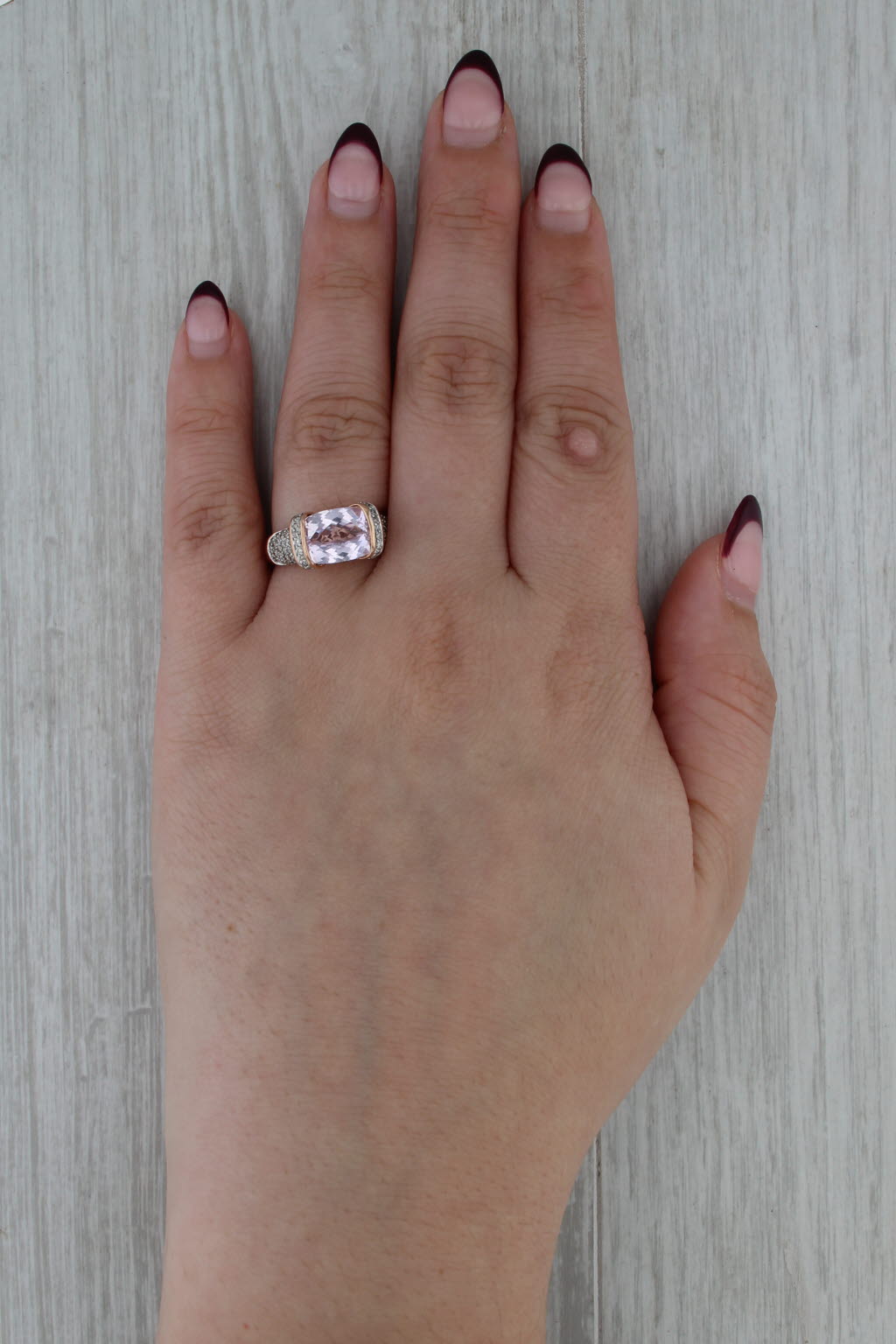 3.32ctw Pink Kunzite Diamond Ring 14k Rose Gold Size 7