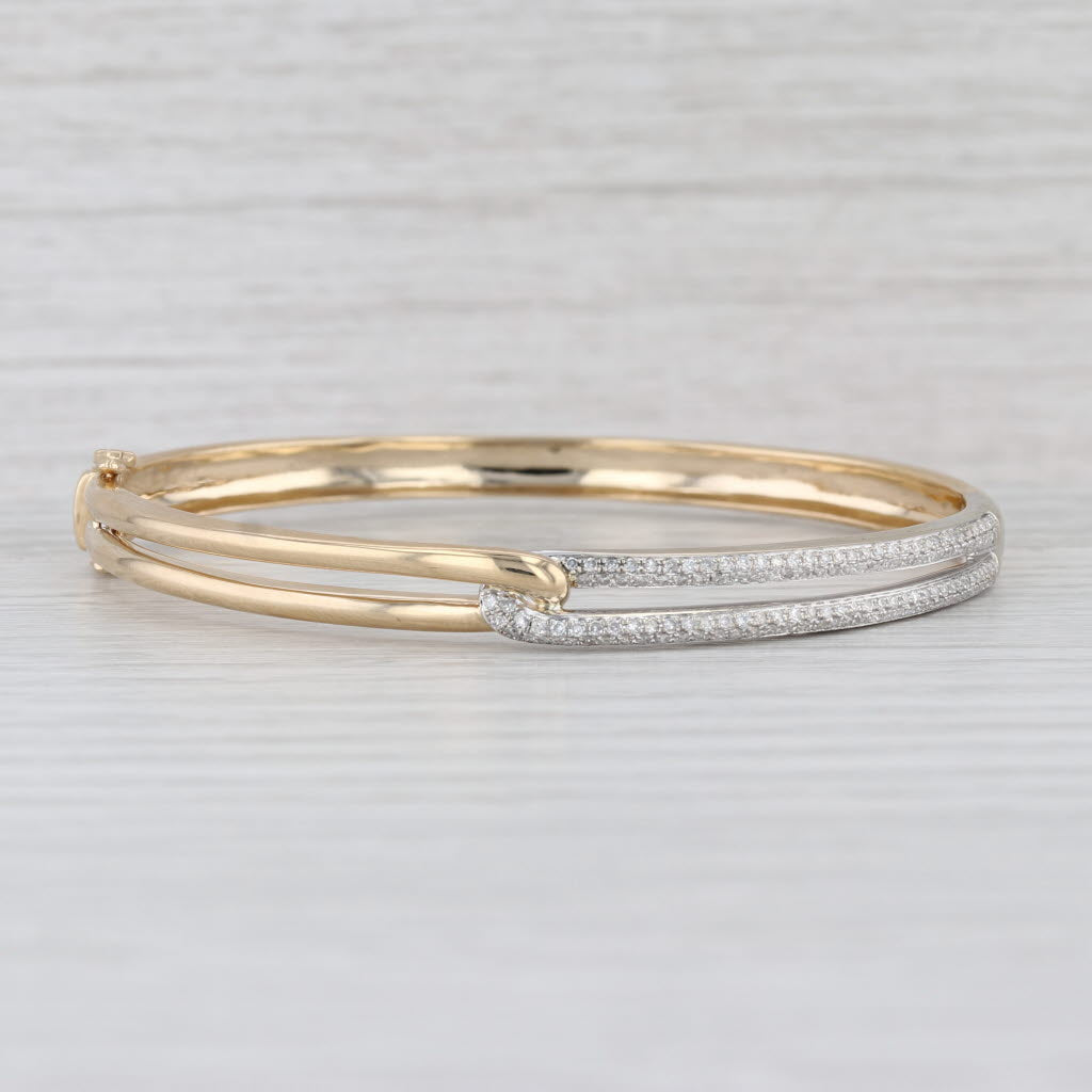 Effy 0.45ctw Diamond Interlocking Bangle Bracelet 14k Yellow White Gold 6.75"