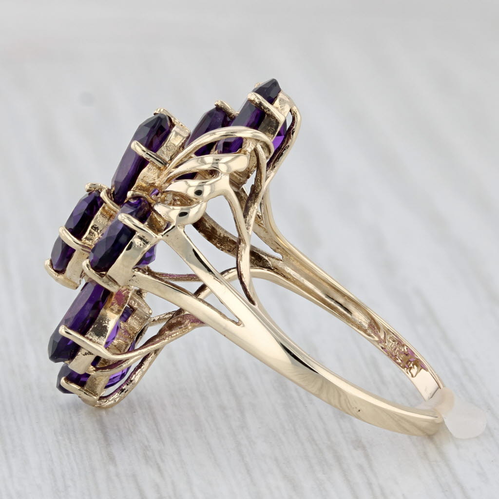 Light Gray 9.40ctw Amethyst Cluster Ring 10k Yellow Gold Size 9 Cocktail