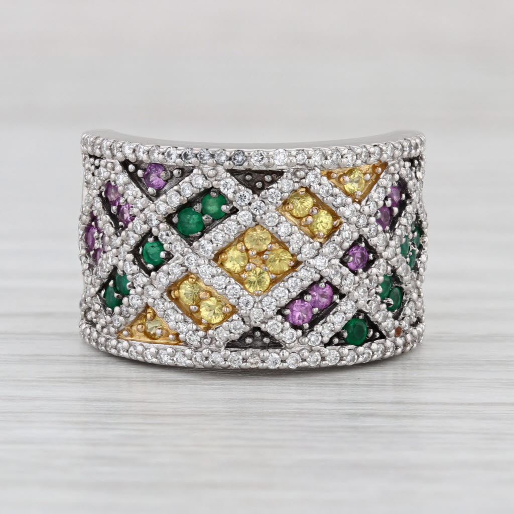 Le Vian 1.42ctw Diamond Sapphire Emerald Ring 14k White Gold Size 7 Cocktail