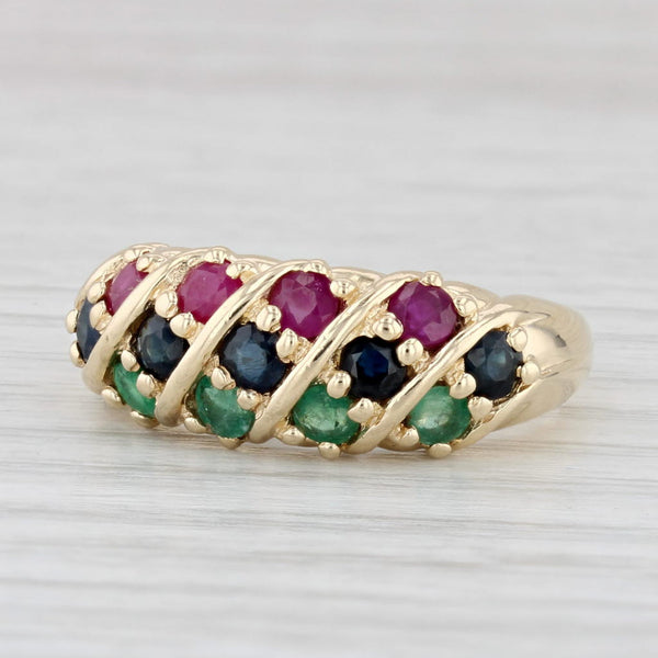 0.96ctw Emerald Sapphire Ruby Ring 14k Yellow Gold Size 8