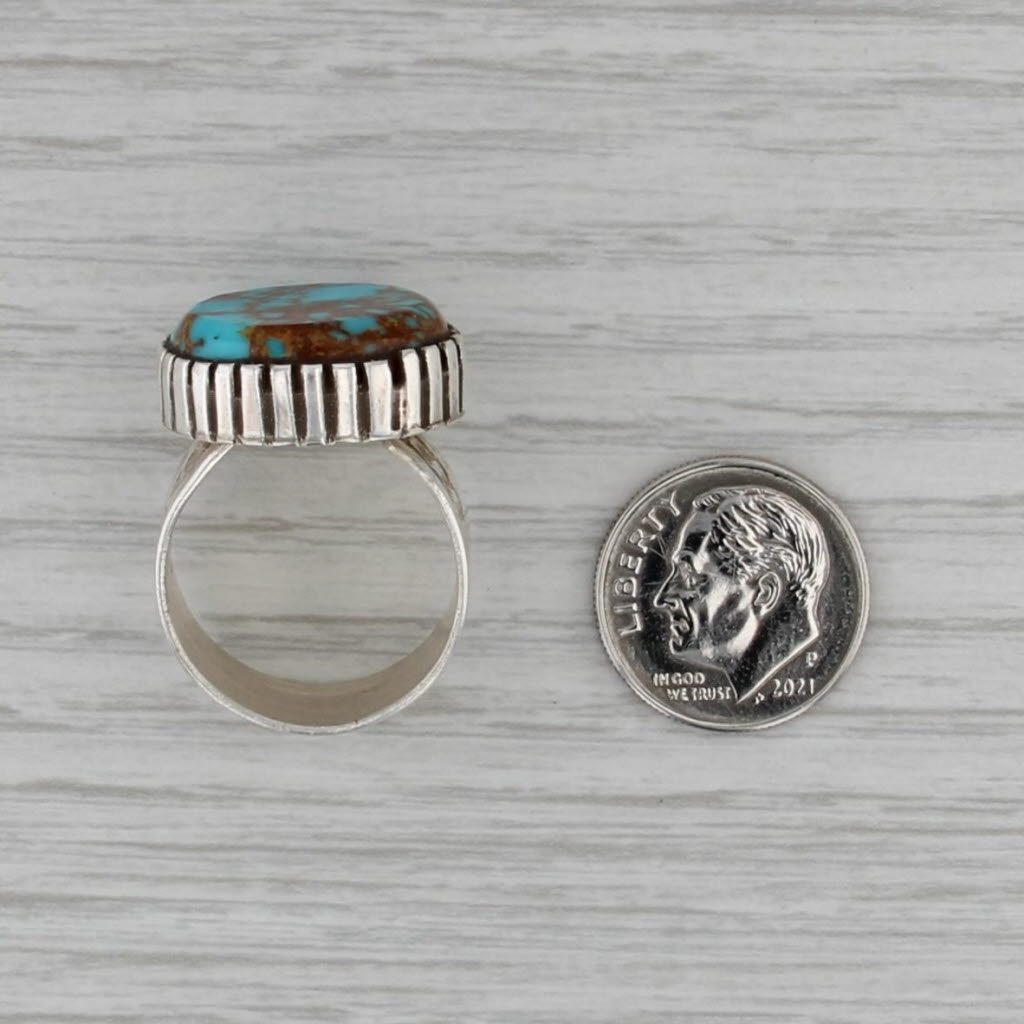 Vintage Native American Resin Ring Sterling Silver Imitation Turquoise Kewa Sz 8