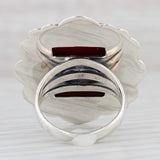 Gray Vintage Southwestern Red Resin Statement Ring Sterling Silver Size 7.25