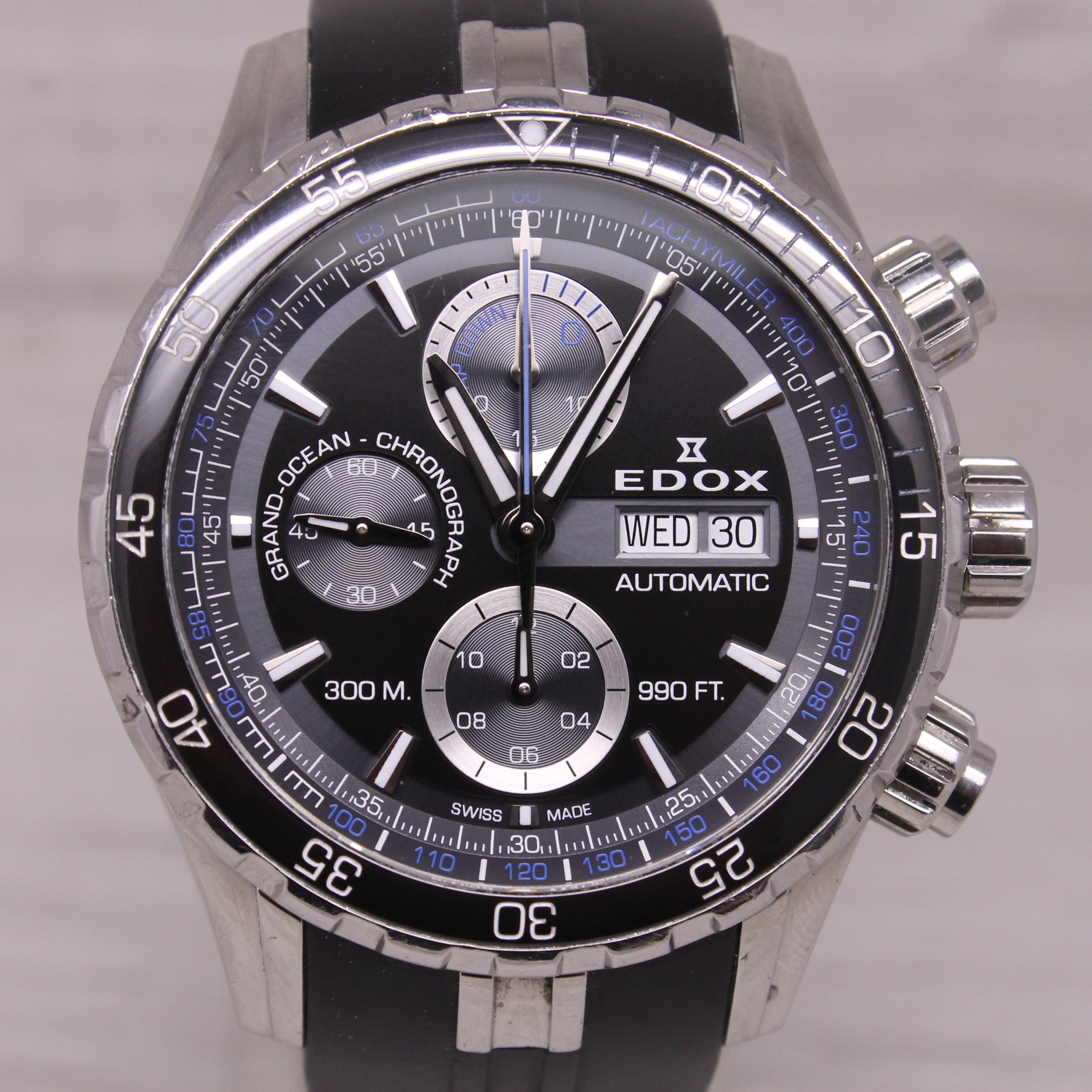 Edox Grand Ocean Mens Steel 45mm Automatic Chronograph Swiss Watch 01123 3BUCA