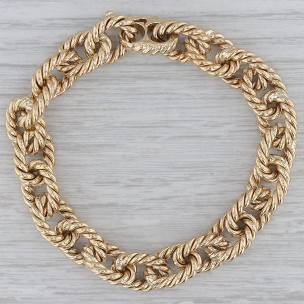 7.5" Rope Link Cable Chain Bracelet 14k Yellow Gold 11.5mm
