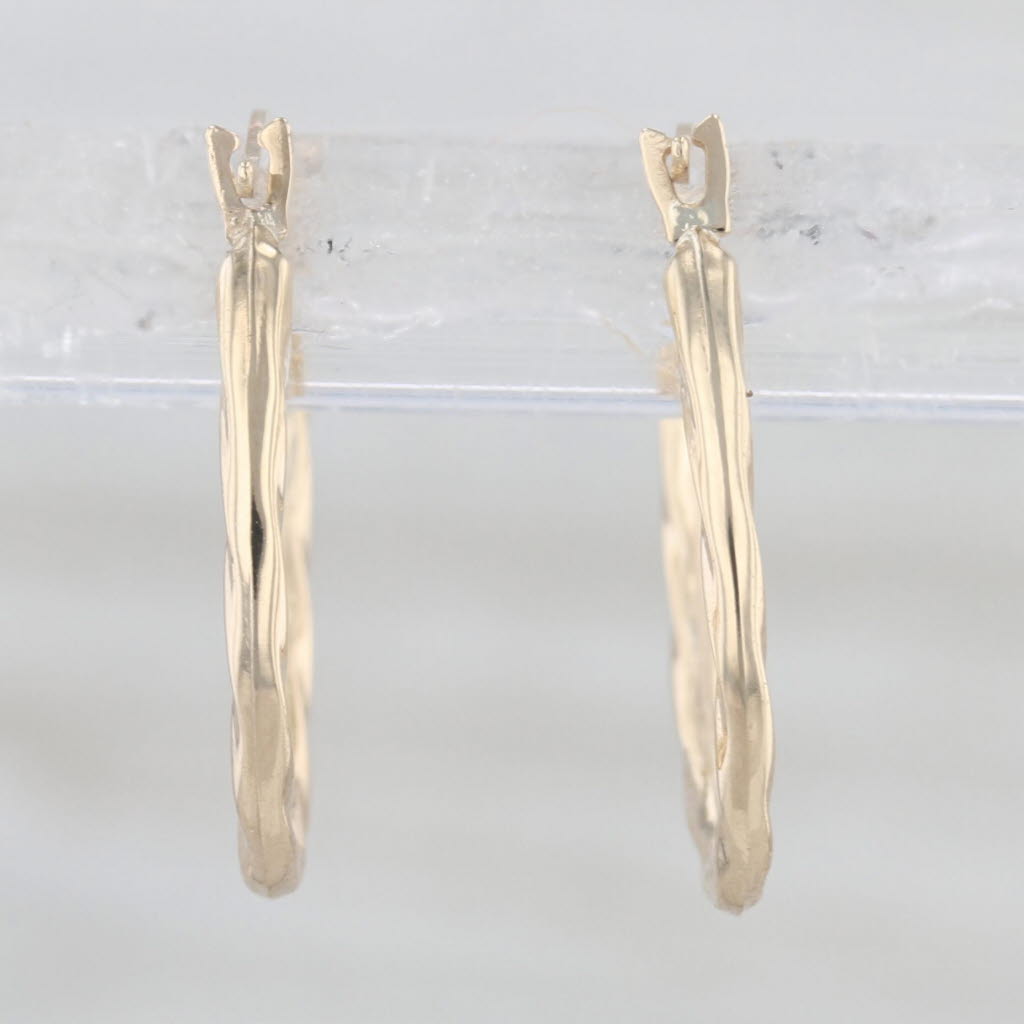 Small Oval Hoop Earrings 10k Gold Snap Top Posts Lightweight Hoops 15.5 x 1.3 mm