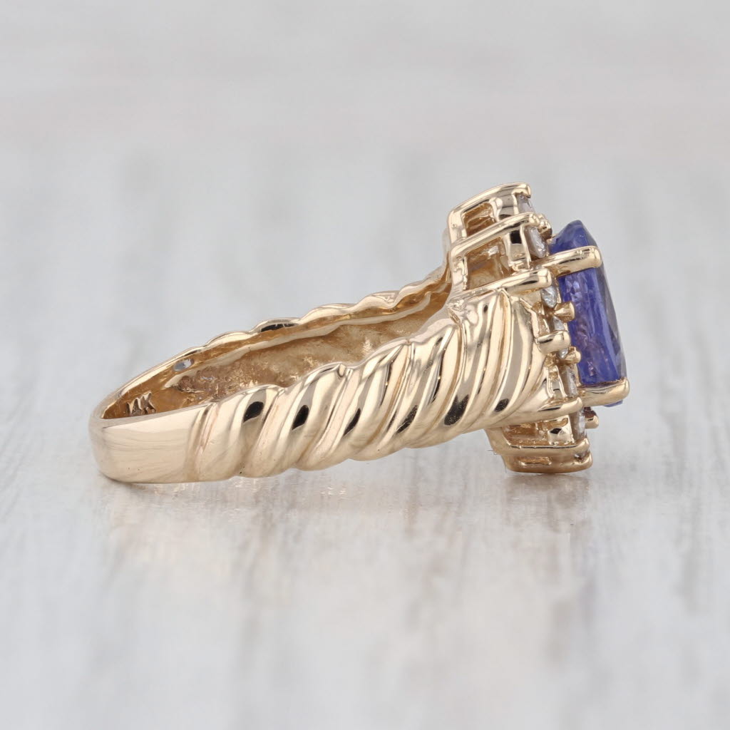 1.59ctw Oval Tanzanite Diamond Halo Ring 14k Yellow Gold Size 5.5