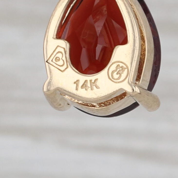 3.33ctw Garnet Diamond Teardrop Earrings 14k Yellow Gold