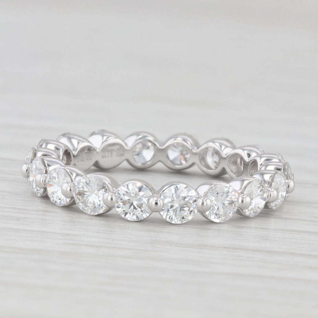 Light Gray 2ctw Diamond Eternity Wedding Ring 14k White Gold Anniversary Stackable Band