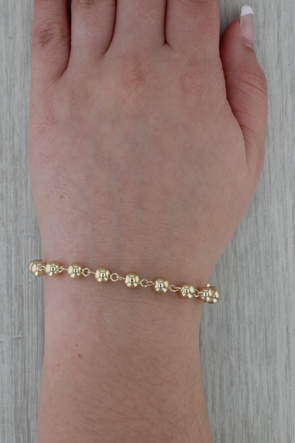 Bead Chain Bracelet 14k Yellow Gold 7.5" 6mm