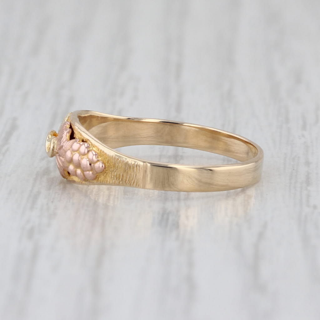 J Co Black Hills Gold Leaf Ring 10k Gold Stackable Band Size 7.5