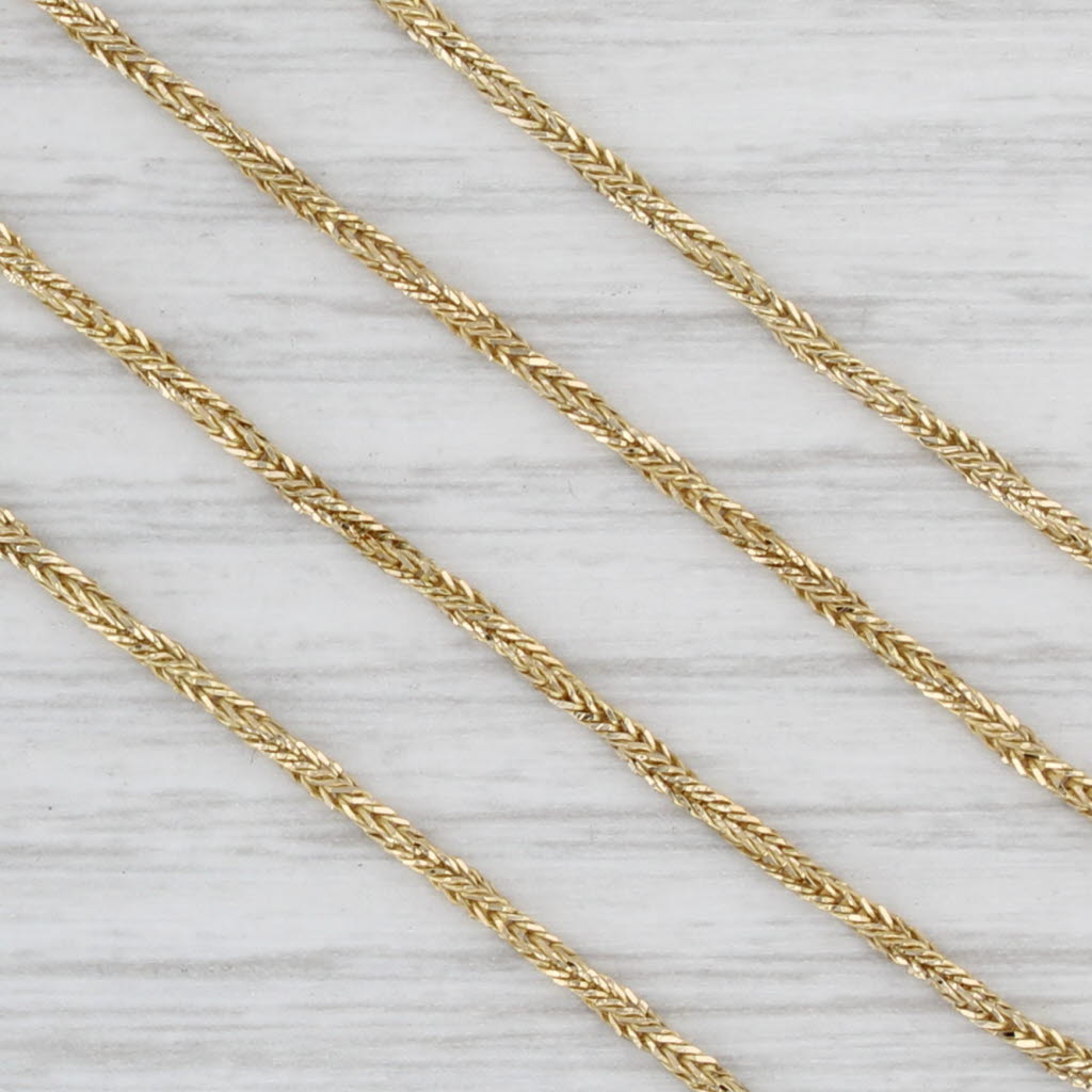 Light Gray Woven Wheat Chain Necklace 18k Yellow Gold 22.25" 1.5mm