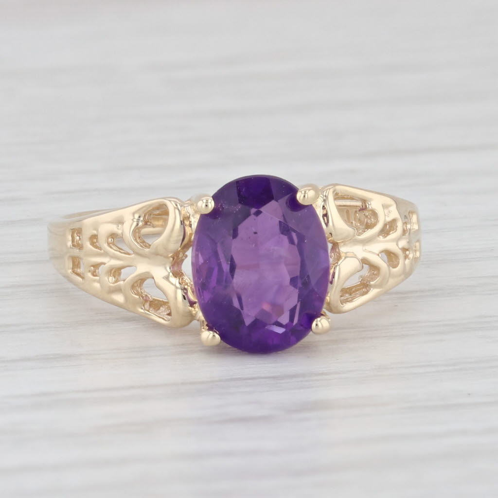 Light Gray 1.20ct Amethyst Oval Solitaire Ring 14k Yellow Gold Size 7.25