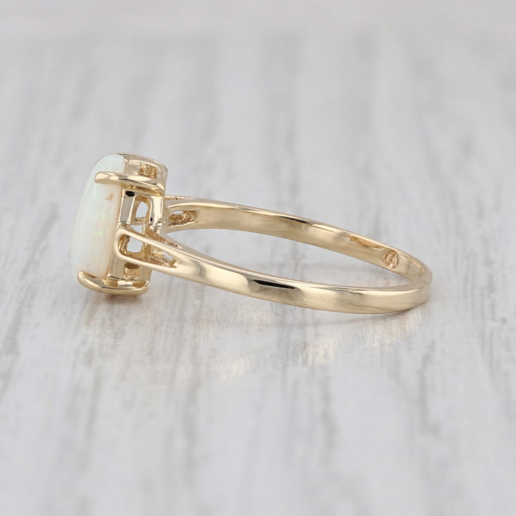 Oval Opal Cabochon Solitaire Ring 14k Yellow Gold Size 7.25