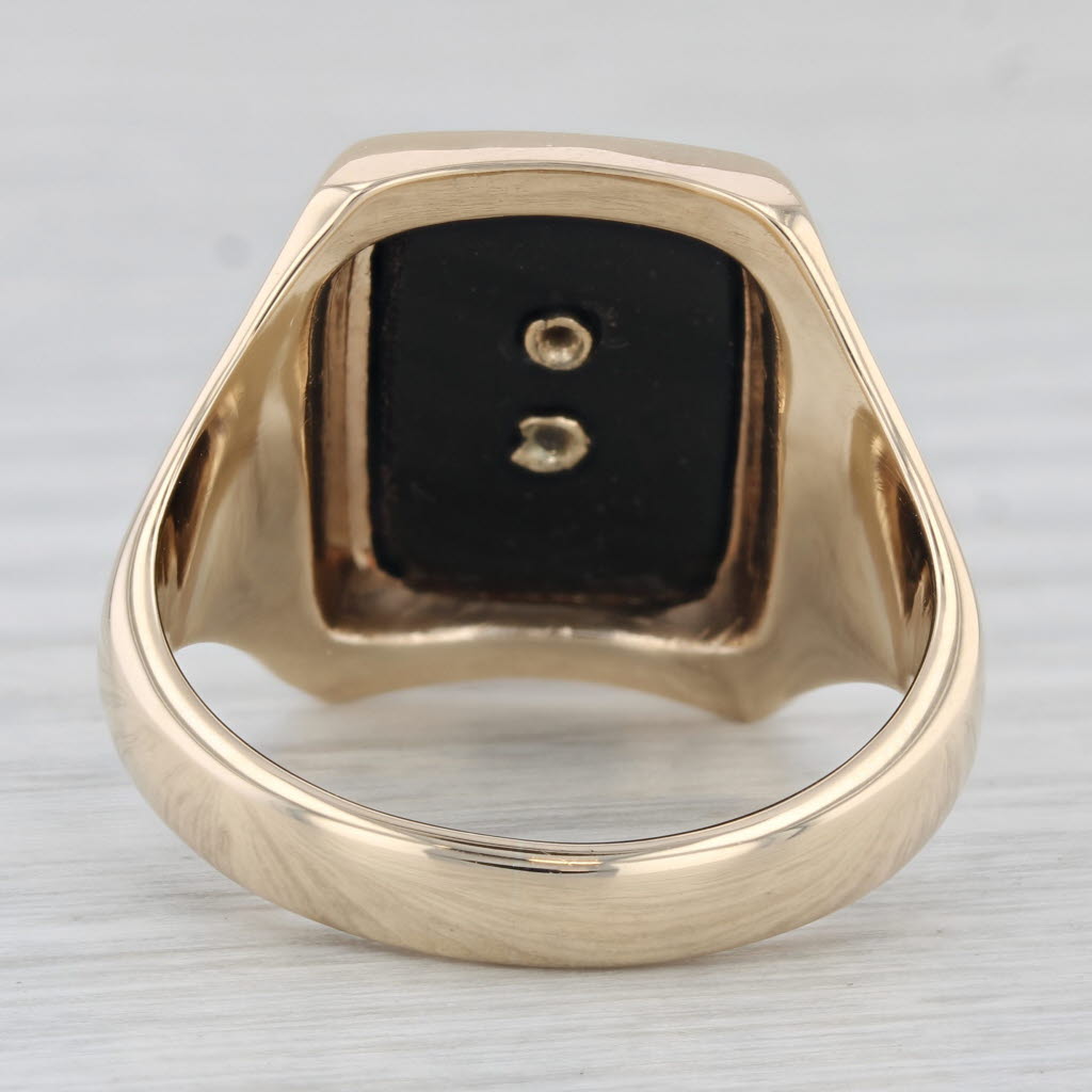 Gray Custom Sigma Chi Cross Badge Signet Ring 10k Gold Onyx Sz 12 Vintage Fraternity